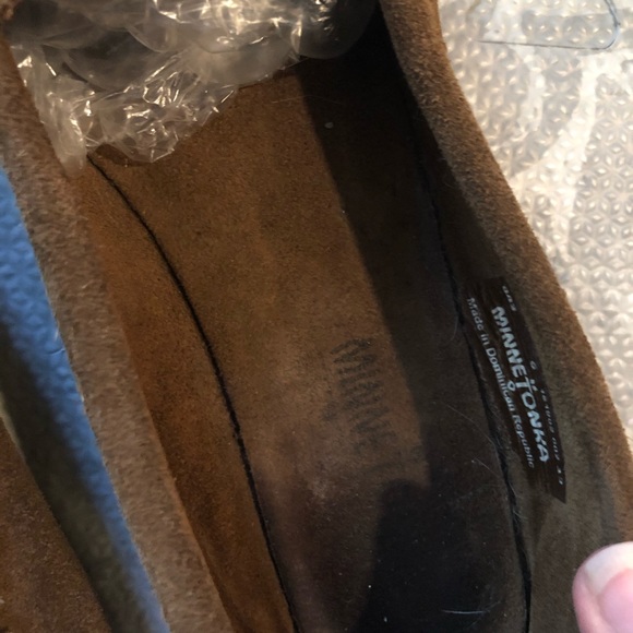 Minnetonka Cognac suede moccasin slipper shoes - 6 - Picture 3 of 5